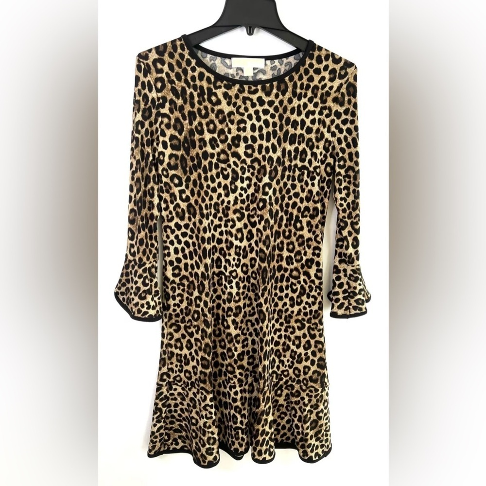 Michael Kors Women’s Long Sleeve Knee Length Leopard Print Dress Size Small